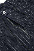 画像をギャラリービューアに読み込む, N/07 3 STITCHES WIDE TAPERED TROUSERS / HEAVY C/LI BUTCHER STRIPES (BLACK NAVY)