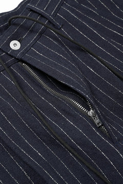 画像をギャラリービューアに読み込む, N/07 3 STITCHES WIDE TAPERED TROUSERS / HEAVY C/LI BUTCHER STRIPES (BLACK NAVY)