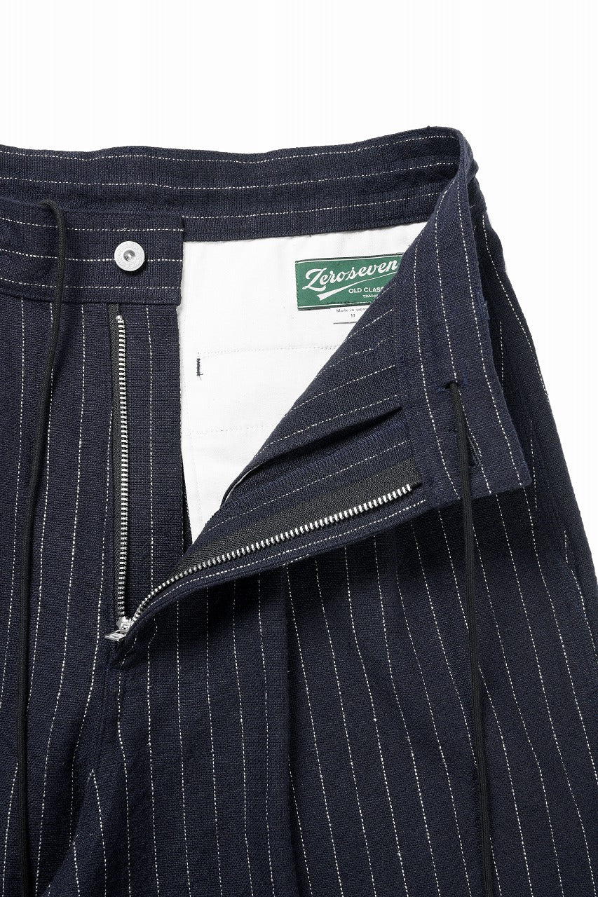 N/07 3 STITCHES WIDE TAPERED TROUSERS / HEAVY C/LI BUTCHER STRIPES (BLACK NAVY)