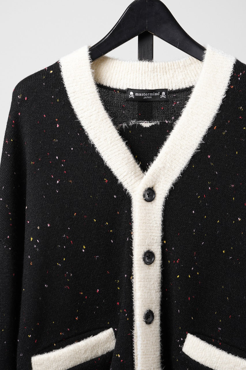 Load image into Gallery viewer, mastermind JAPAN CASHMERE TWEED CARDIGAN (BLACK)