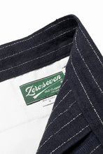 画像をギャラリービューアに読み込む, N/07 3 STITCHES WIDE TAPERED TROUSERS / HEAVY C/LI BUTCHER STRIPES (BLACK NAVY)