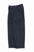 画像をギャラリービューアに読み込む, N/07 3 STITCHES WIDE TAPERED TROUSERS / HEAVY C/LI BUTCHER STRIPES (BLACK NAVY)
