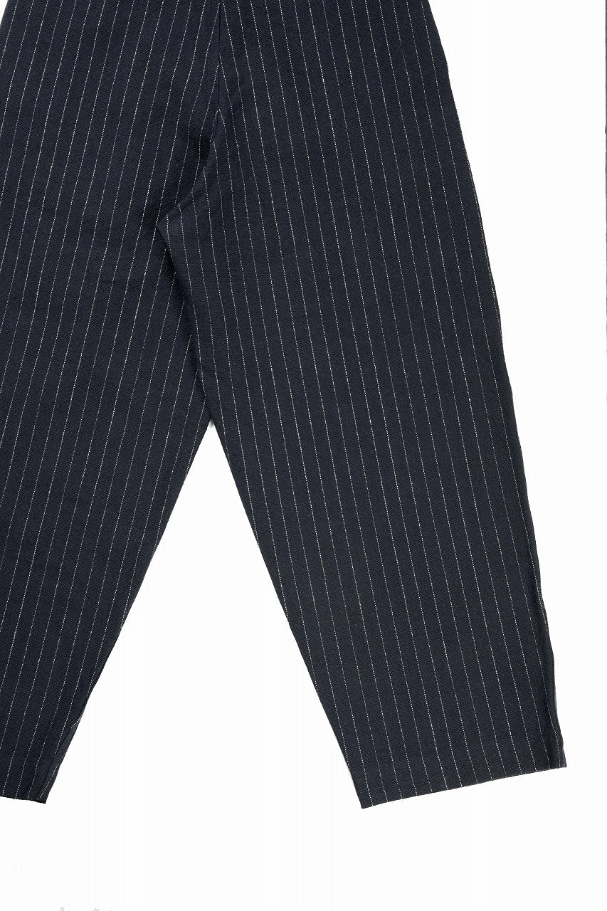 画像をギャラリービューアに読み込む, N/07 3 STITCHES WIDE TAPERED TROUSERS / HEAVY C/LI BUTCHER STRIPES (BLACK NAVY)