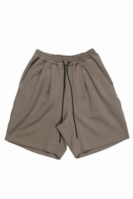 N/07 2 TUCKS EASY SHORTS / RIBBED CARDBOARD KNIT JERSEY (KHAKI)