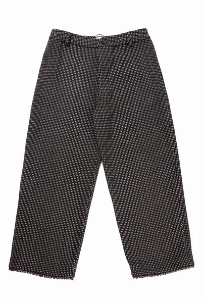 A TENTATIVE ATELIER exclusive George BUTTONED JACQUARD WORKER PANTS (DARK BROWN)