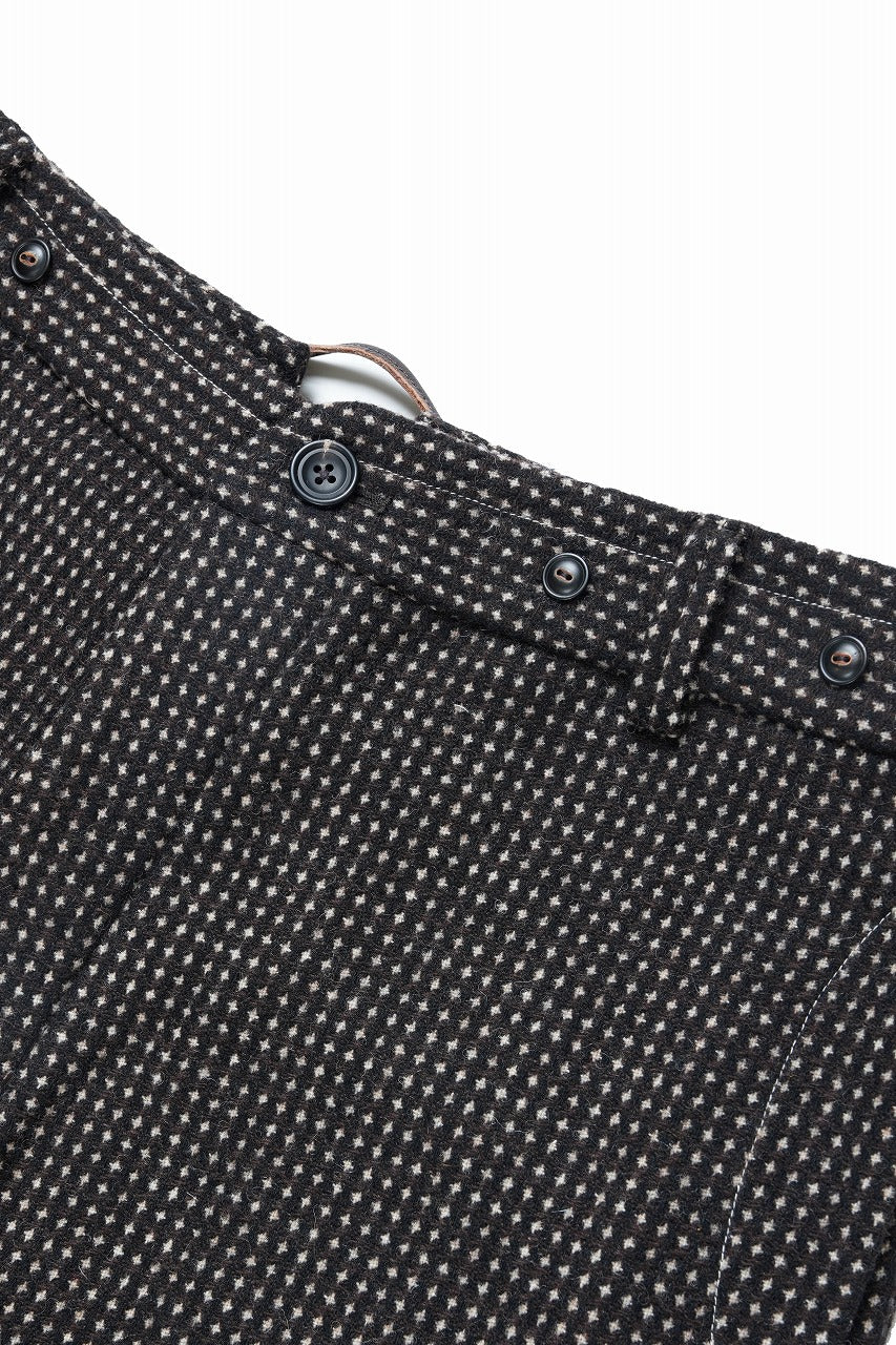 A TENTATIVE ATELIER exclusive George BUTTONED JACQUARD WORKER PANTS (DARK BROWN)