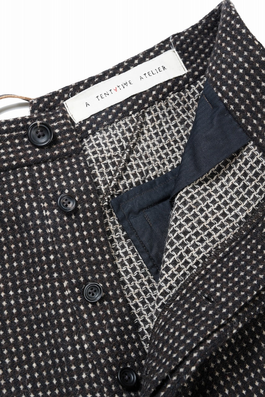 画像をギャラリービューアに読み込む, A TENTATIVE ATELIER exclusive George BUTTONED JACQUARD WORKER PANTS (DARK BROWN)
