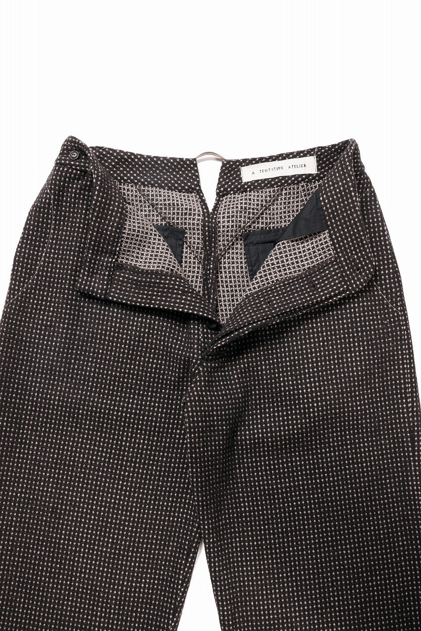 画像をギャラリービューアに読み込む, A TENTATIVE ATELIER exclusive George BUTTONED JACQUARD WORKER PANTS (DARK BROWN)