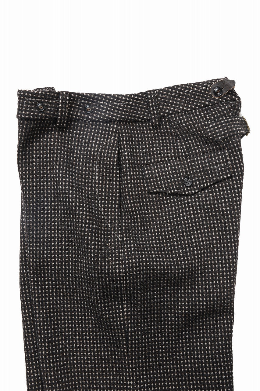 A TENTATIVE ATELIER exclusive George BUTTONED JACQUARD WORKER PANTS (DARK BROWN)