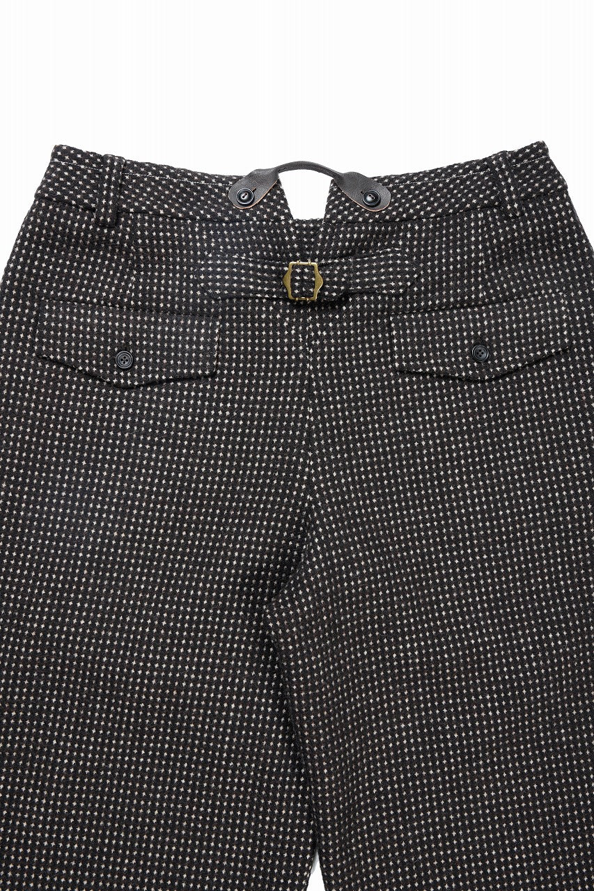 A TENTATIVE ATELIER exclusive George BUTTONED JACQUARD WORKER PANTS (DARK BROWN)