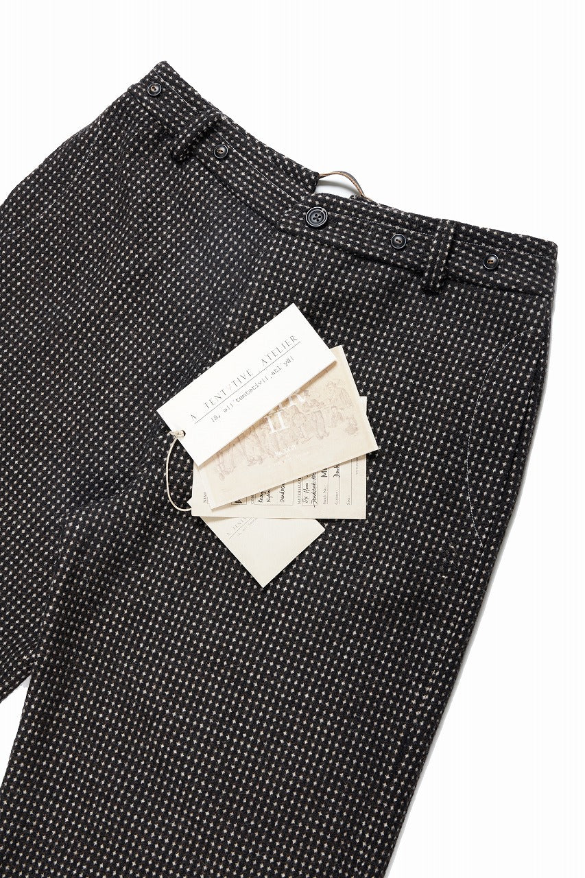 A TENTATIVE ATELIER exclusive George BUTTONED JACQUARD WORKER PANTS (DARK BROWN)