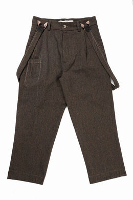 A TENTATIVE ATELIER exclusive George II  PAINTER`S CROSS WOOLEN BAND PANTS (MILYTARY GREEN)