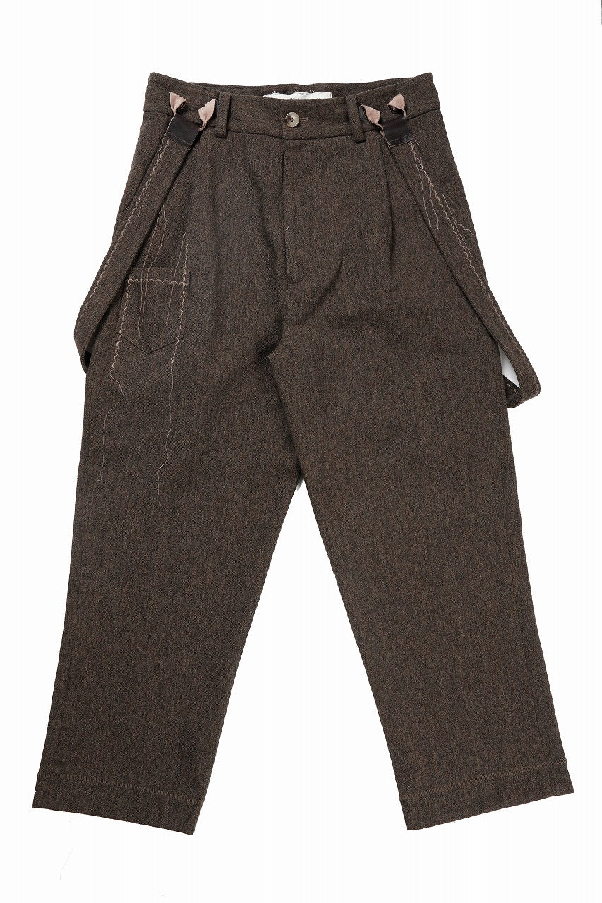 A TENTATIVE ATELIER exclusive George II  PAINTER`S CROSS WOOLEN BAND PANTS (MILYTARY GREEN)