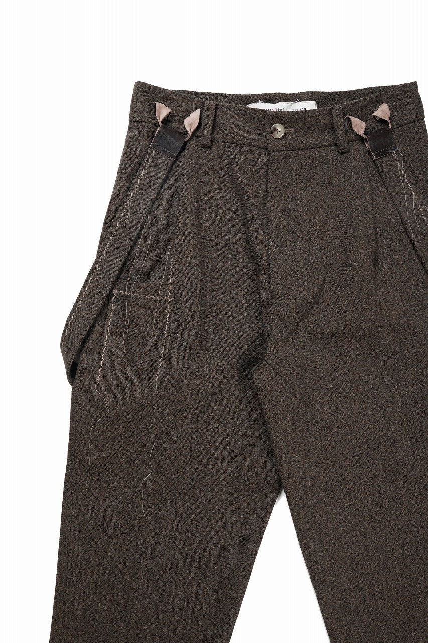 A TENTATIVE ATELIER exclusive George II  PAINTER`S CROSS WOOLEN BAND PANTS (MILYTARY GREEN)