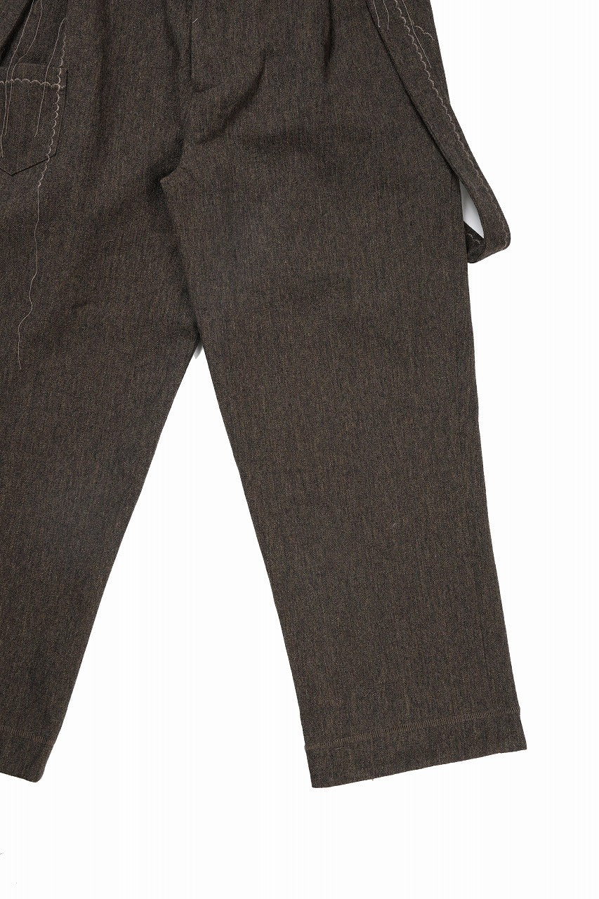 A TENTATIVE ATELIER exclusive George II  PAINTER`S CROSS WOOLEN BAND PANTS (MILYTARY GREEN)