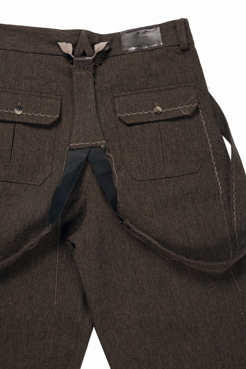A TENTATIVE ATELIER exclusive George II  PAINTER`S CROSS WOOLEN BAND PANTS (MILYTARY GREEN)