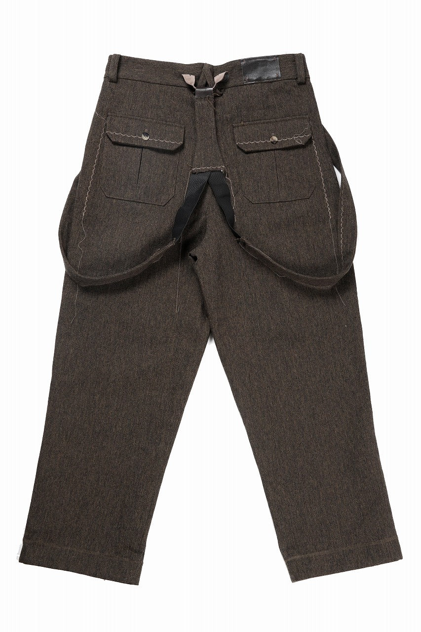 A TENTATIVE ATELIER exclusive George II  PAINTER`S CROSS WOOLEN BAND PANTS (MILYTARY GREEN)