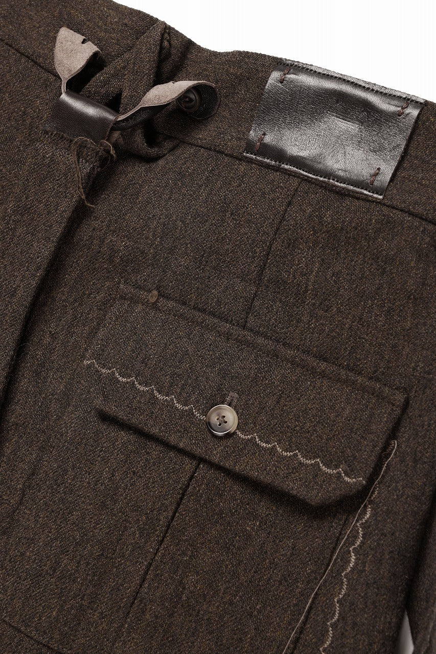 A TENTATIVE ATELIER exclusive George II  PAINTER`S CROSS WOOLEN BAND PANTS (MILYTARY GREEN)