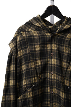 Load image into Gallery viewer, A.F ARTEFACT LAYERED HOODIE SHIRTS / PLAID PATTERNED (BLACK×YELLOW)