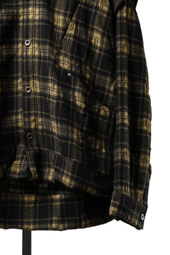 Load image into Gallery viewer, A.F ARTEFACT LAYERED HOODIE SHIRTS / PLAID PATTERNED (BLACK×YELLOW)