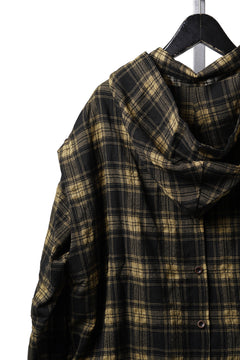 Load image into Gallery viewer, A.F ARTEFACT LAYERED HOODIE SHIRTS / PLAID PATTERNED (BLACK×YELLOW)