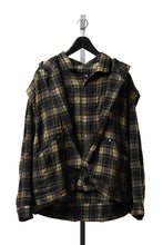 Load image into Gallery viewer, A.F ARTEFACT LAYERED HOODIE SHIRTS / PLAID PATTERNED (BLACK×YELLOW)