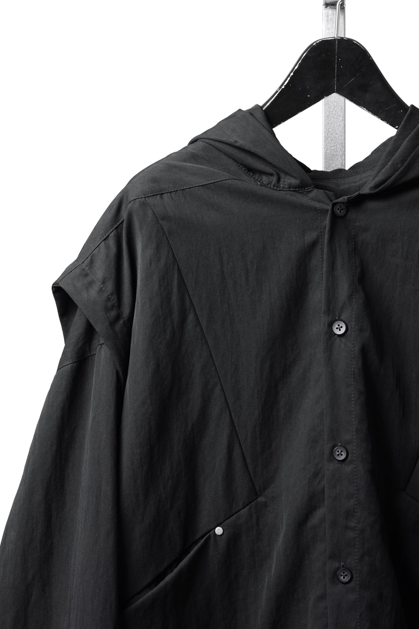 Load image into Gallery viewer, A.F ARTEFACT LAYERED HOODIE SHIRTS / SILKY NYLON (BLACK)