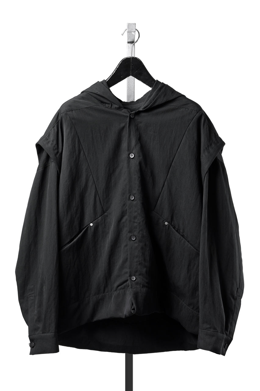 Load image into Gallery viewer, A.F ARTEFACT LAYERED HOODIE SHIRTS / SILKY NYLON (BLACK)