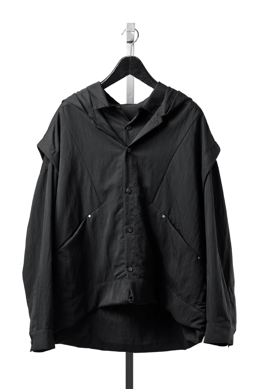 Load image into Gallery viewer, A.F ARTEFACT LAYERED HOODIE SHIRTS / SILKY NYLON (BLACK)
