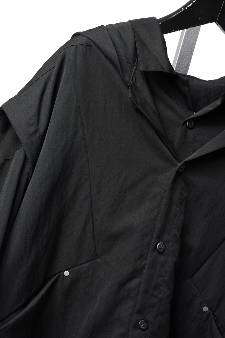 Load image into Gallery viewer, A.F ARTEFACT LAYERED HOODIE SHIRTS / SILKY NYLON (BLACK)