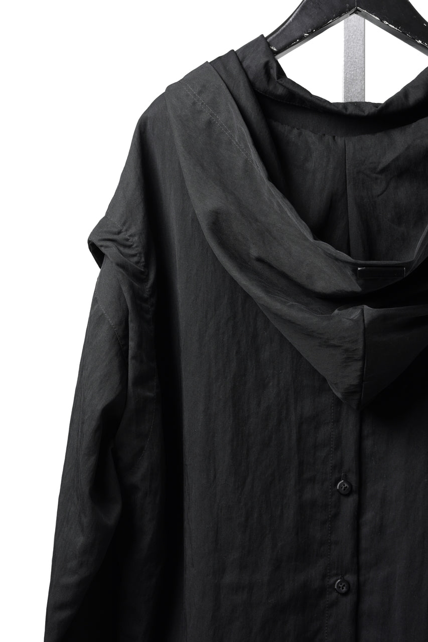 Load image into Gallery viewer, A.F ARTEFACT LAYERED HOODIE SHIRTS / SILKY NYLON (BLACK)