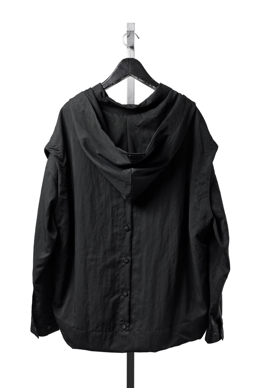 Load image into Gallery viewer, A.F ARTEFACT LAYERED HOODIE SHIRTS / SILKY NYLON (BLACK)