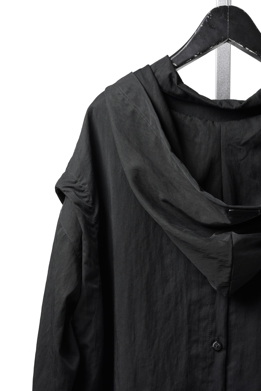 Load image into Gallery viewer, A.F ARTEFACT LAYERED HOODIE SHIRTS / SILKY NYLON (BLACK)