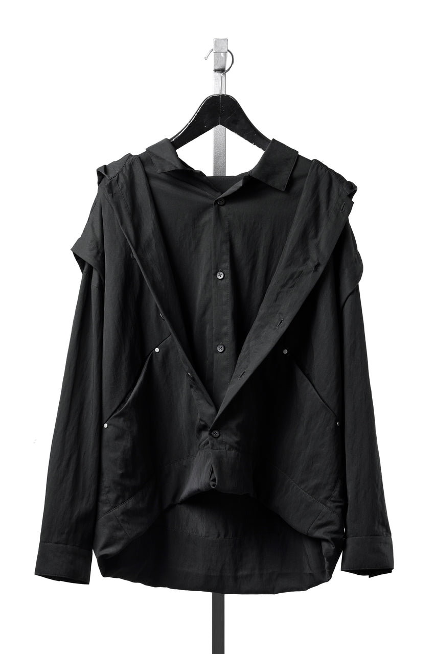 Load image into Gallery viewer, A.F ARTEFACT LAYERED HOODIE SHIRTS / SILKY NYLON (BLACK)