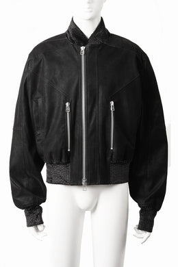 A.F ARTEFACT MA-1 JACKET / SYNTHETIC LEATHER + VELOUR (BLACK)