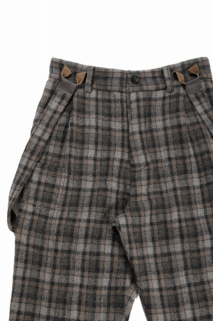 画像をギャラリービューアに読み込む, A TENTATIVE ATELIER George II PAINTER&#39;S CROSS CHECK BAND PANTS (BROWN BLACK CHECK)