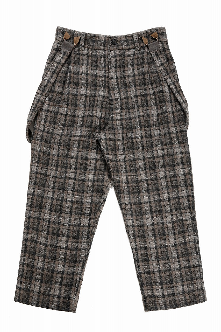 画像をギャラリービューアに読み込む, A TENTATIVE ATELIER George II PAINTER&#39;S CROSS CHECK BAND PANTS (BROWN BLACK CHECK)
