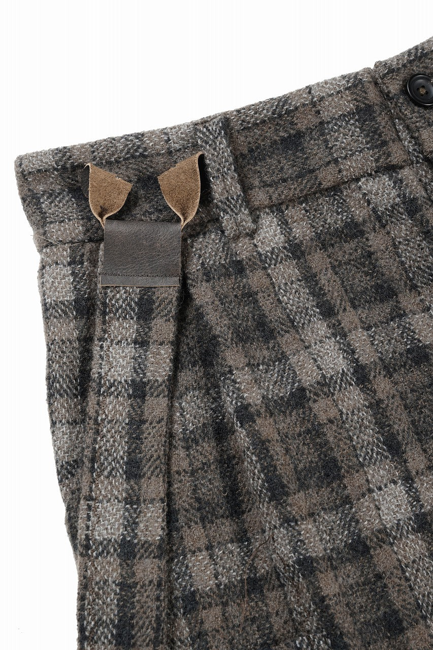 A TENTATIVE ATELIER George II PAINTER'S CROSS CHECK BAND PANTS (BROWN BLACK CHECK)