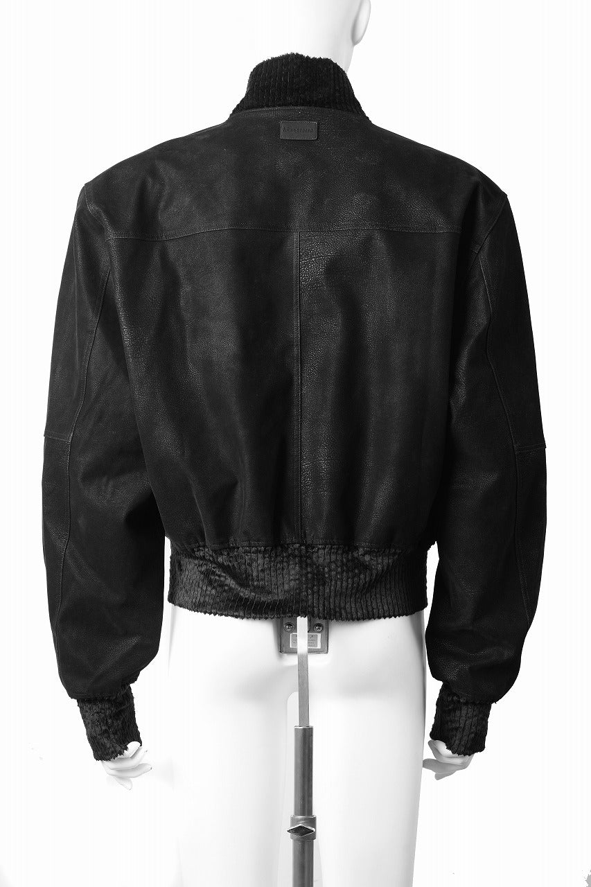 画像をギャラリービューアに読み込む, A.F ARTEFACT MA-1 JACKET / SYNTHETIC LEATHER + VELOUR (BLACK)