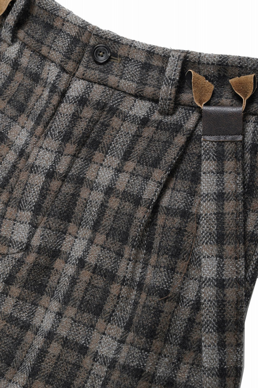 画像をギャラリービューアに読み込む, A TENTATIVE ATELIER George II PAINTER&#39;S CROSS CHECK BAND PANTS (BROWN BLACK CHECK)