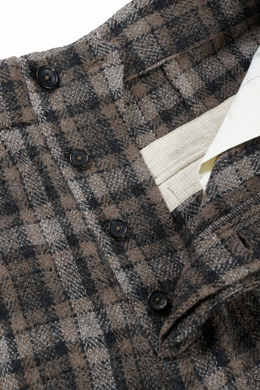 A TENTATIVE ATELIER George II PAINTER'S CROSS CHECK BAND PANTS (BROWN BLACK CHECK)
