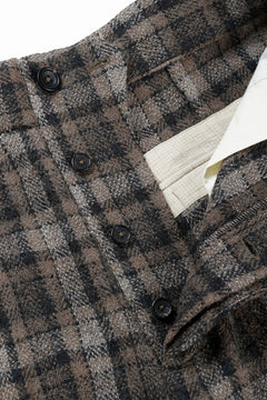 画像をギャラリービューアに読み込む, A TENTATIVE ATELIER George II PAINTER&#39;S CROSS CHECK BAND PANTS (BROWN BLACK CHECK)