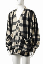 画像をギャラリービューアに読み込む, A.F ARTEFACT JUMBO CARDIGAN / JACQUARD DEFORMED PLAID VELOR (BLACK x GREY x IVORY)