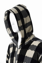 画像をギャラリービューアに読み込む, A.F ARTEFACT DOLMAN HOODED ZIP / JACQUARD DEFORMED PLAID VELOR (BLACK x GREY x IVORY)