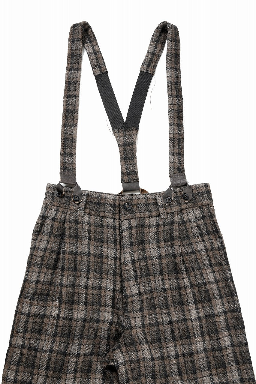 画像をギャラリービューアに読み込む, A TENTATIVE ATELIER George II PAINTER&#39;S CROSS CHECK BAND PANTS (BROWN BLACK CHECK)