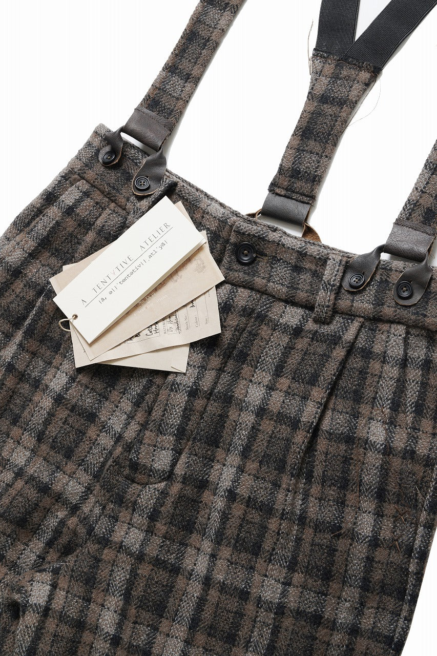 A TENTATIVE ATELIER George II PAINTER'S CROSS CHECK BAND PANTS (BROWN BLACK CHECK)