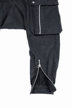 Load image into Gallery viewer, 【SAMPLE SALE】A.F ARTEFACT MILITARY ZIP SARROUEL PANTS / SYNTHETIC NUBUCK LEATHER (BLACK)