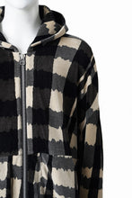 画像をギャラリービューアに読み込む, A.F ARTEFACT DOLMAN HOODED ZIP / JACQUARD DEFORMED PLAID VELOR (BLACK x GREY x IVORY)