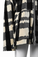 画像をギャラリービューアに読み込む, A.F ARTEFACT DOLMAN HOODED ZIP / JACQUARD DEFORMED PLAID VELOR (BLACK x GREY x IVORY)