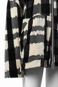 画像をギャラリービューアに読み込む, A.F ARTEFACT DOLMAN HOODED ZIP / JACQUARD DEFORMED PLAID VELOR (BLACK x GREY x IVORY)